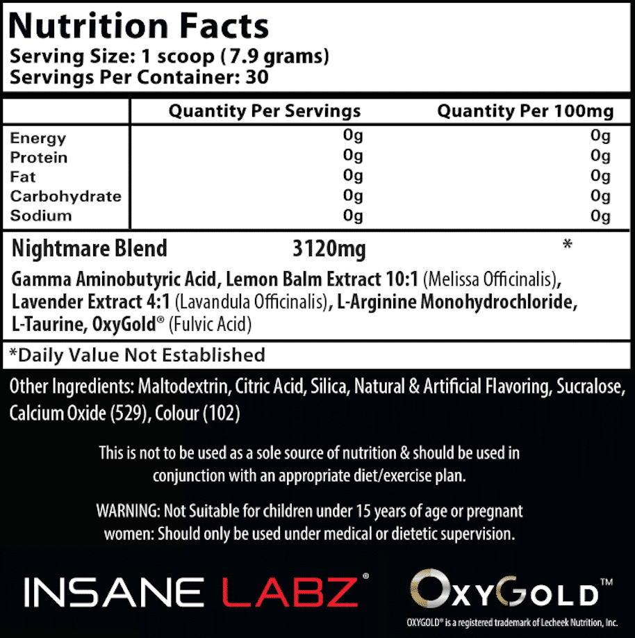 Insane Labz Nightmare label - Supplement City