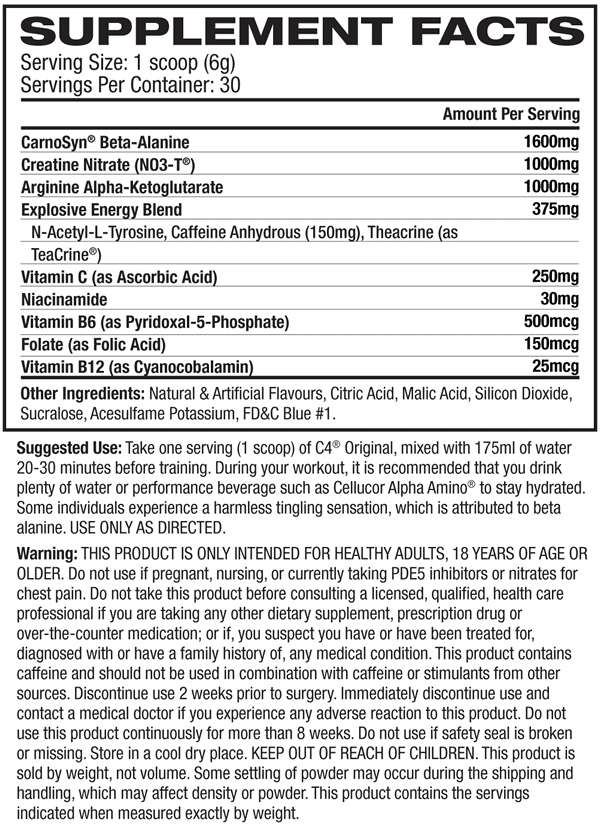 Cellucor C4 Original label 30 - Supplement City